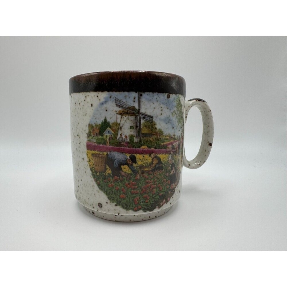 Vintage Royal Schwabap Ceramic Mug Speckled CupTulip Grower Made in Holland